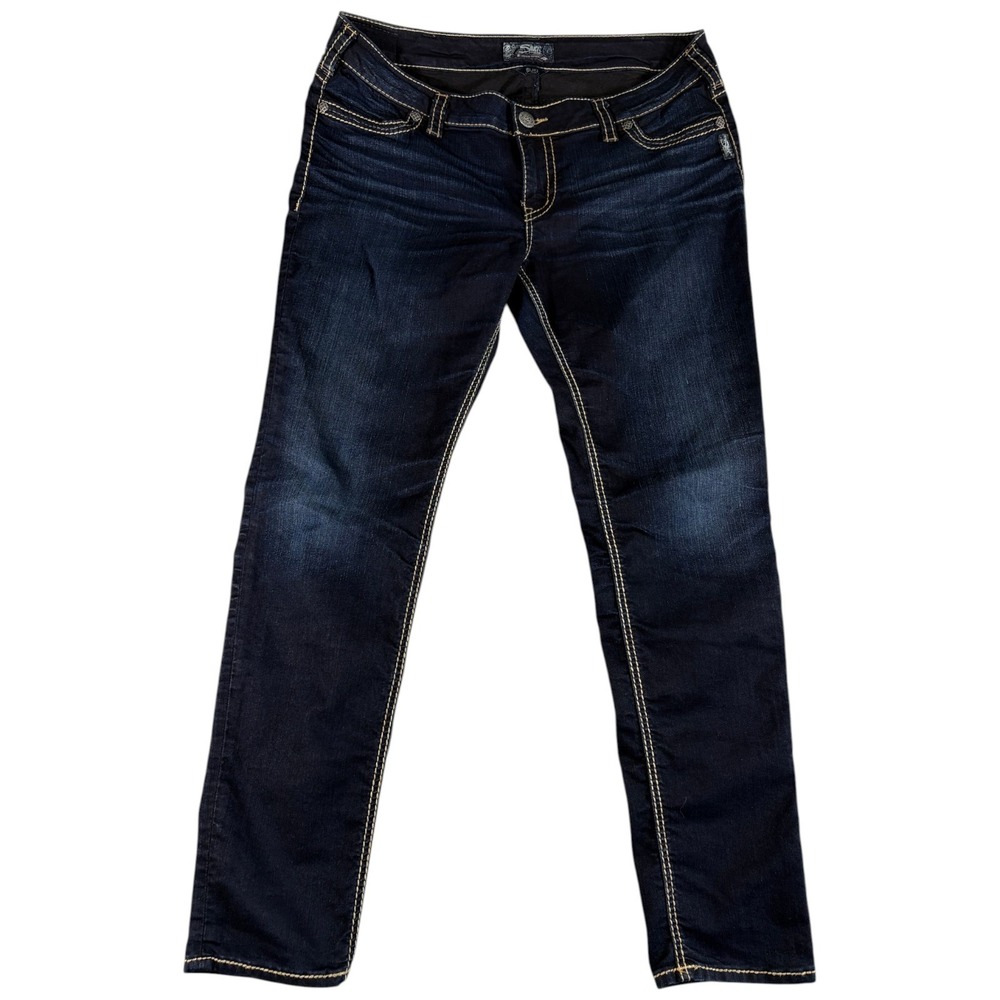 Silver Jeans Suki Super Skinny Women 36x31 Dark Wash Midrise Stretch Workwear